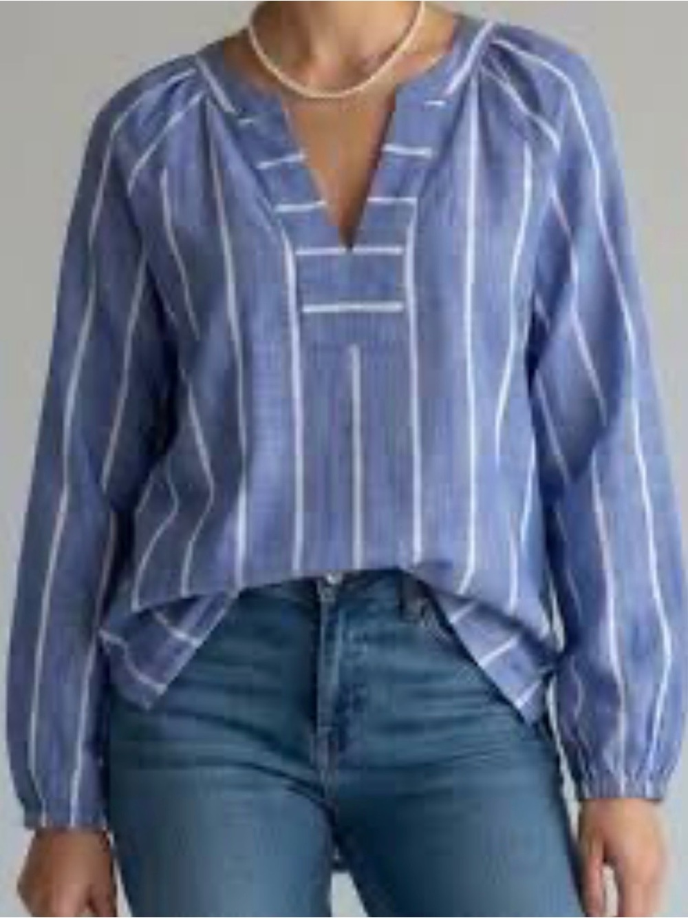2 for $30 sale: J. Crew blue and white striped V-neck tunic top blouse